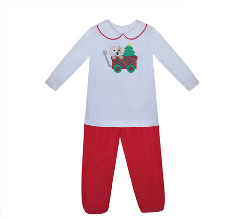 RN Beau Boy Long Bloomer Set-Puppy/Tree in Wagon
