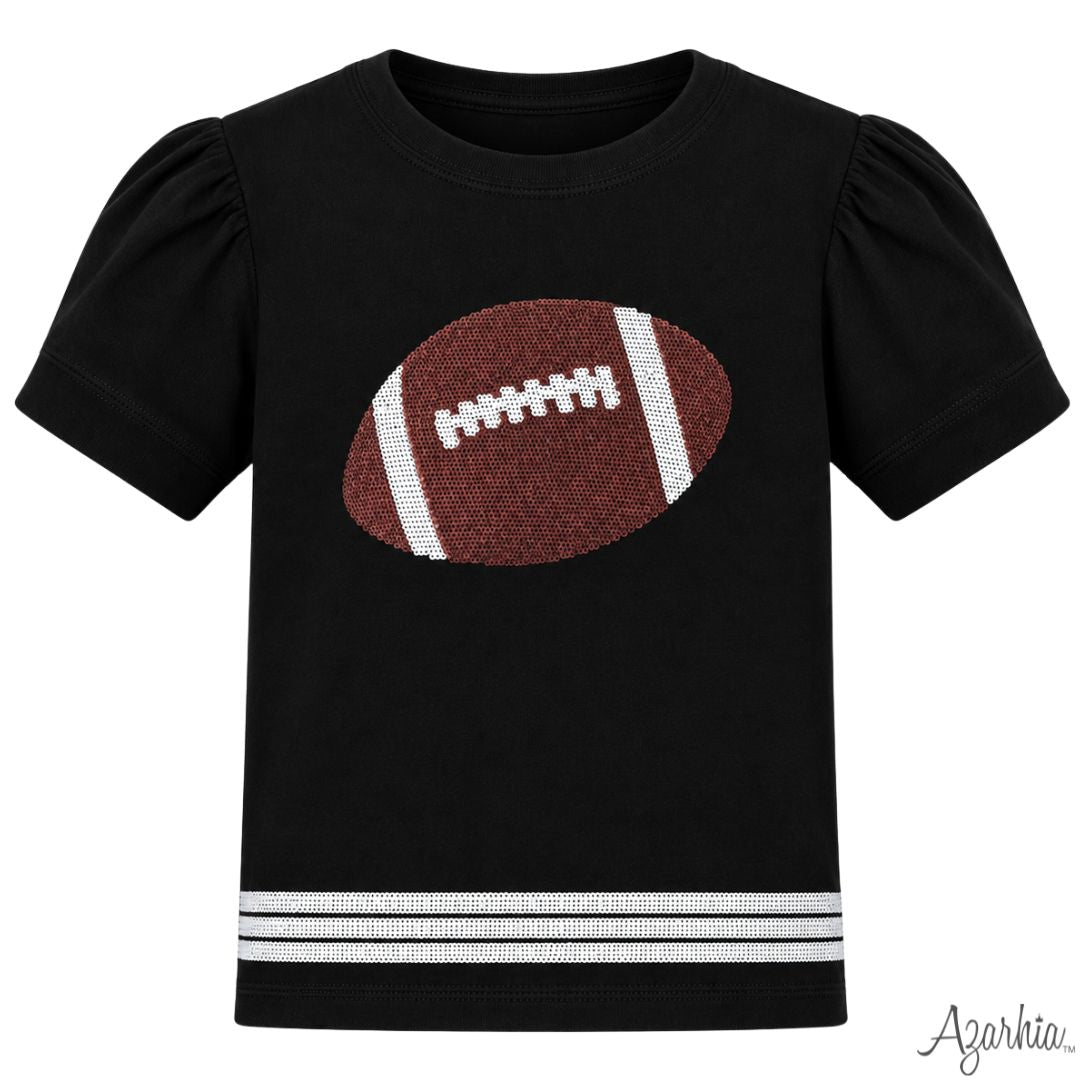 Azarhia Sequin Football S/S Holly Shirt-Black