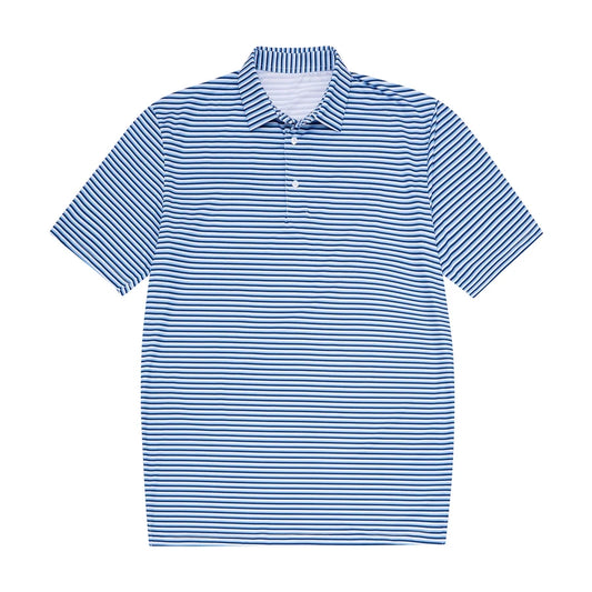 Meripex Micro Lt. Blue/Navy Stripe Polo
