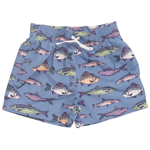 Blue Rooster Blue Fishies Swim Trunks