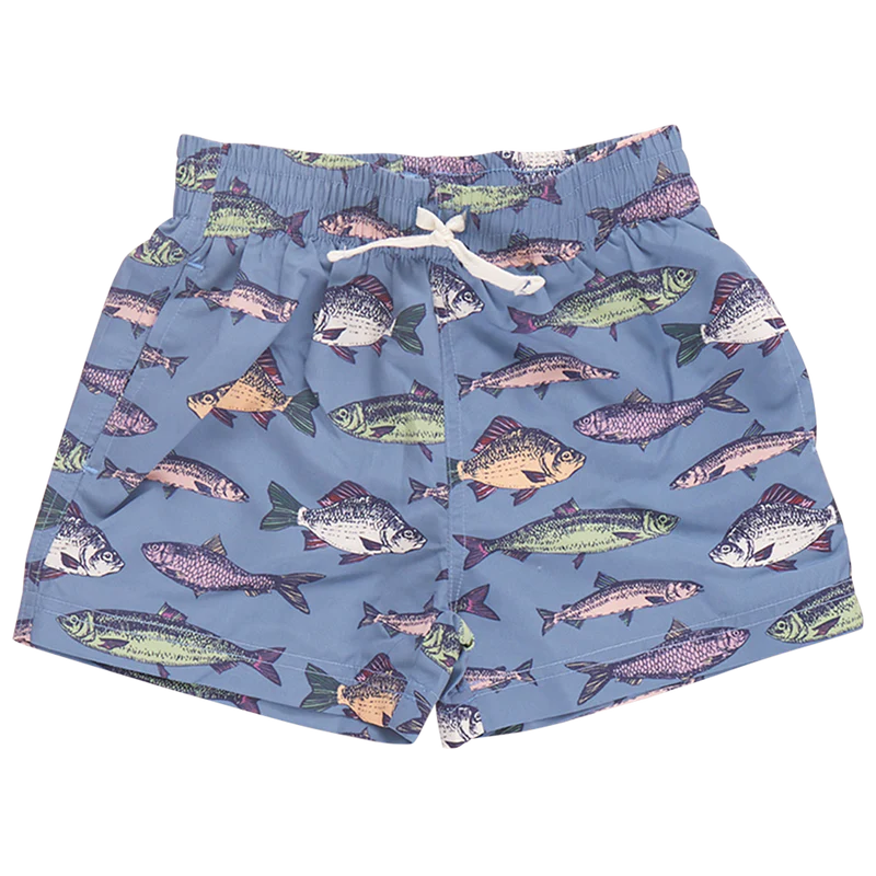 Blue Rooster Blue Fishies Swim Trunks