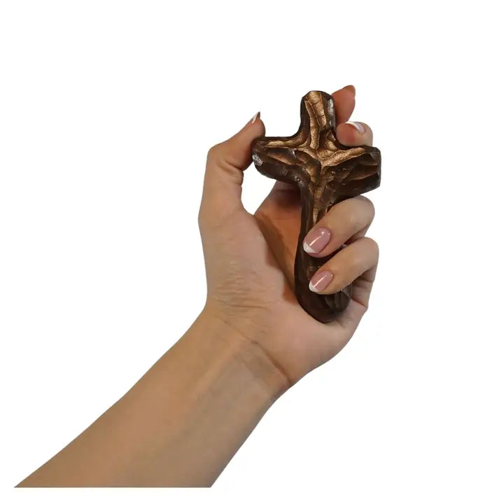 Journey Holding Cross-Burnished Bronze