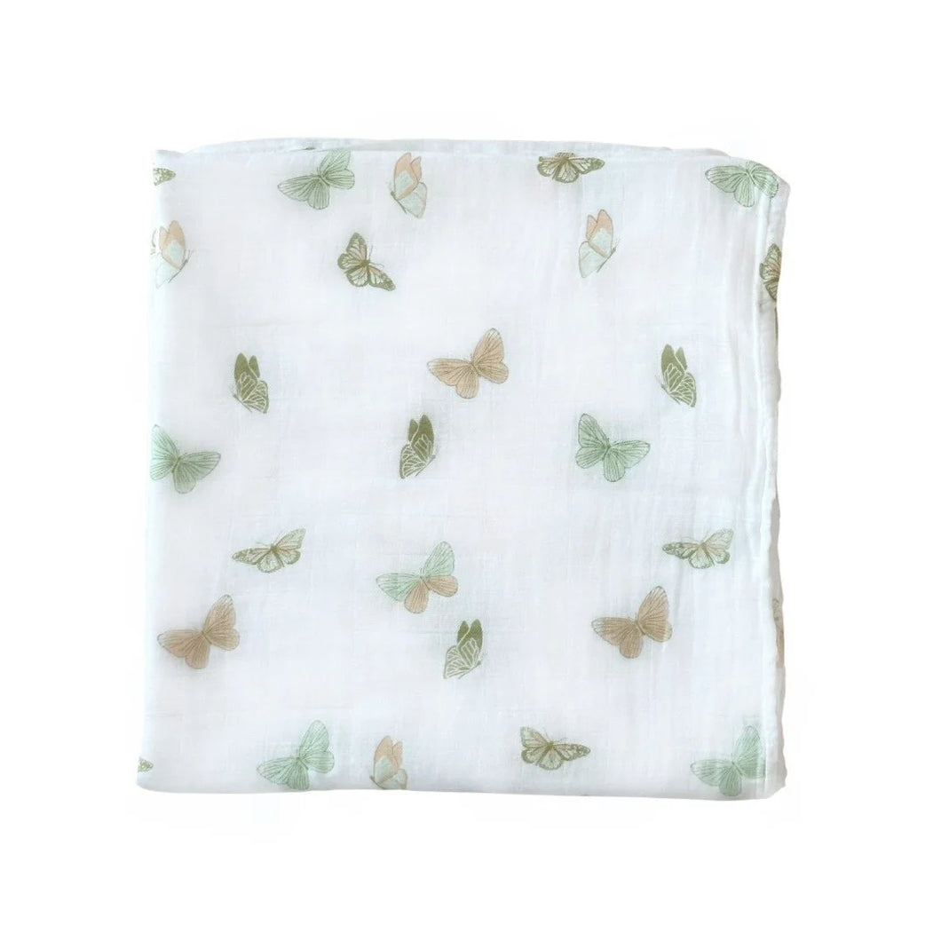 Dear Perli Bamboo Muslin Swaddle Blanket-Butterflies