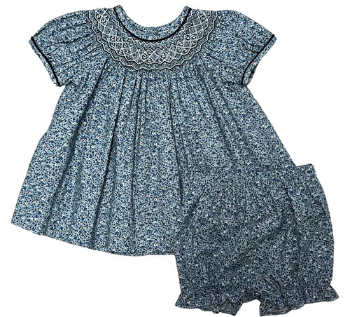 Marco & Lizzy London Collection Navy Floral Bishop Dress