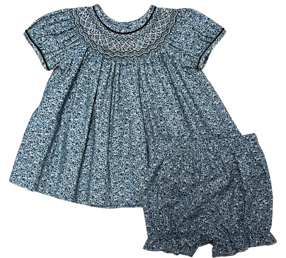 Marco & Lizzy London Collection Navy Floral Bishop Dress