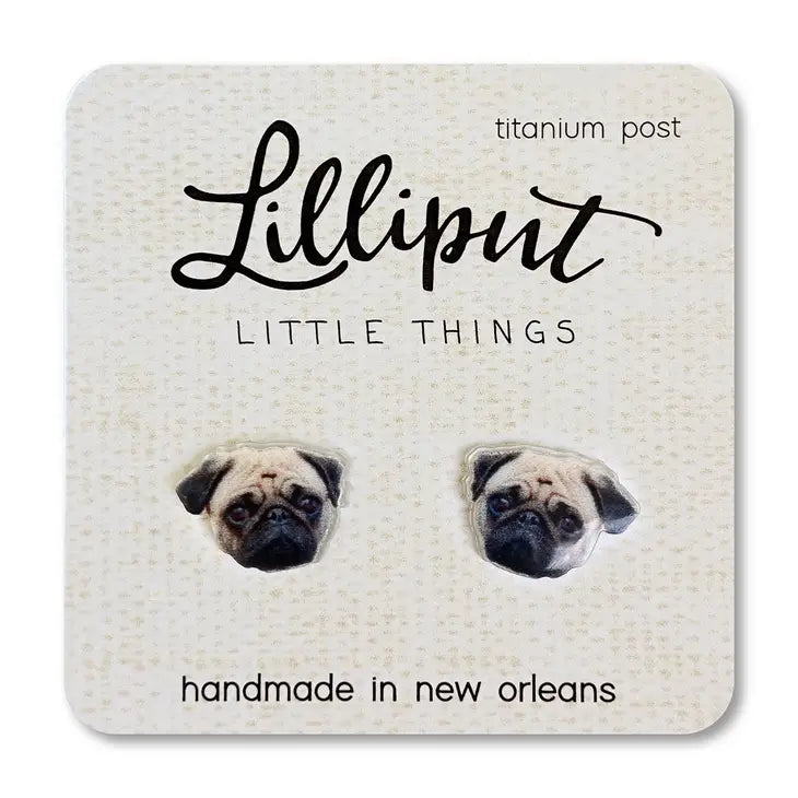 Lilliput Pug Dog Earrings