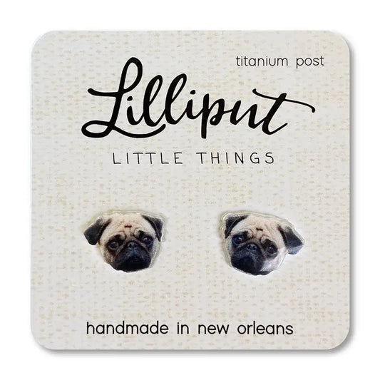 Lilliput Pug Dog Earrings