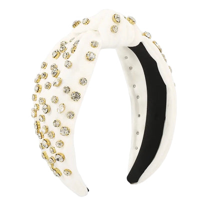 Pink, Black, White Rhinestone Top Knot Headband