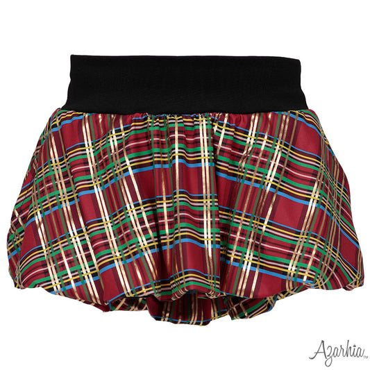 Azarhia Christmas Plaid Bubble Skort