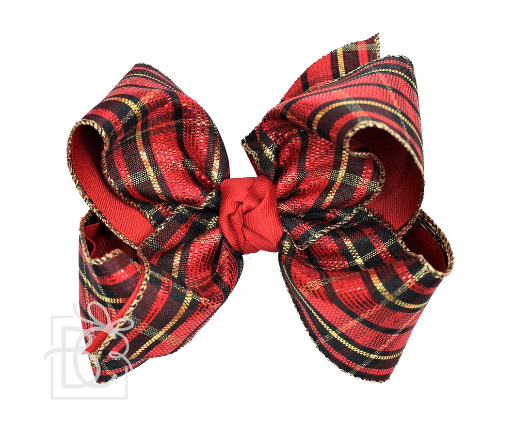 BC Layered XMAS Red/Gold Plaid Bow