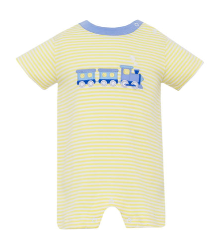 C&C Yellow Stripe Train Applique Romper