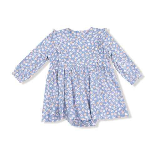 Angel Dear Country Calico Ruffle L/S Bodysuit Dress