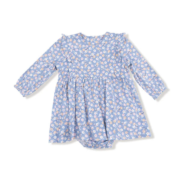 Angel Dear Country Calico Ruffle L/S Bodysuit Dress