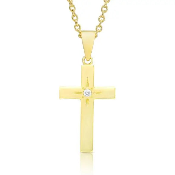 Lily Nily Cross Necklace w/ CZ-Gold