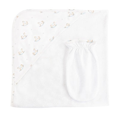 BCC Blue Rocking Horse Print Towel Set