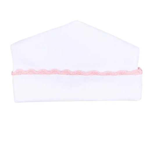 MB Baby Joy White Hat/Pink Crochet