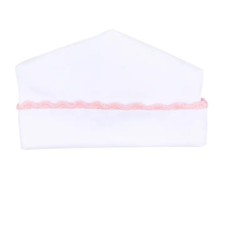 MB Baby Joy White Hat/Pink Crochet