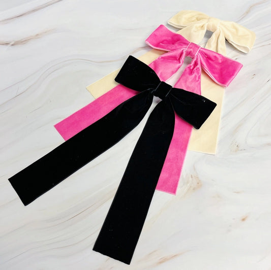 Simply Velvet Hair Bow w/ Tails