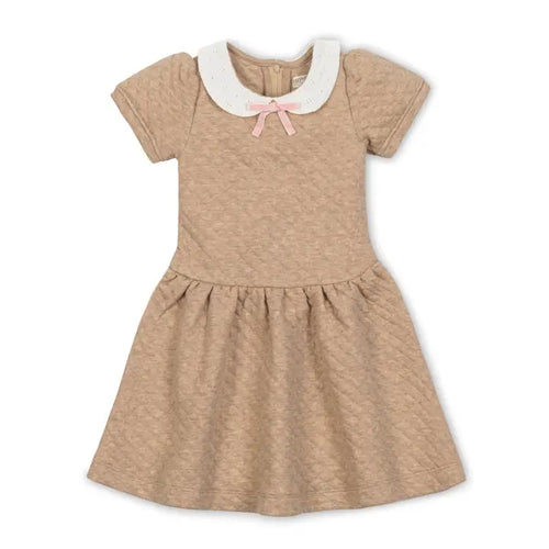 H&H Oatmeal Quilted Dress with Bow