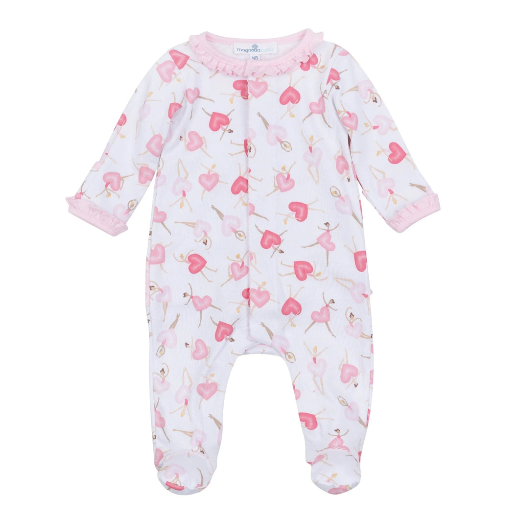 Magnolia Baby Dancing Hearts Zipper Footie