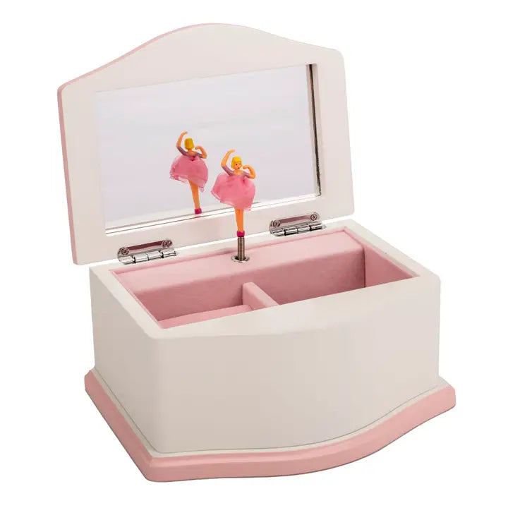 Ballerina White/Pink Velvet Musical Jewelry Box