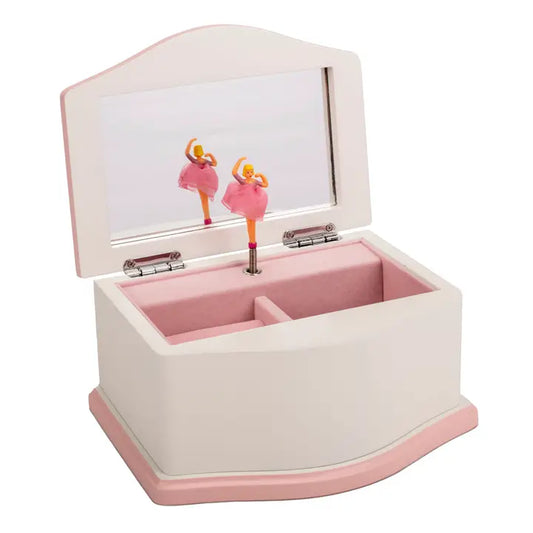 Ballerina White/Pink Velvet Musical Jewelry Box