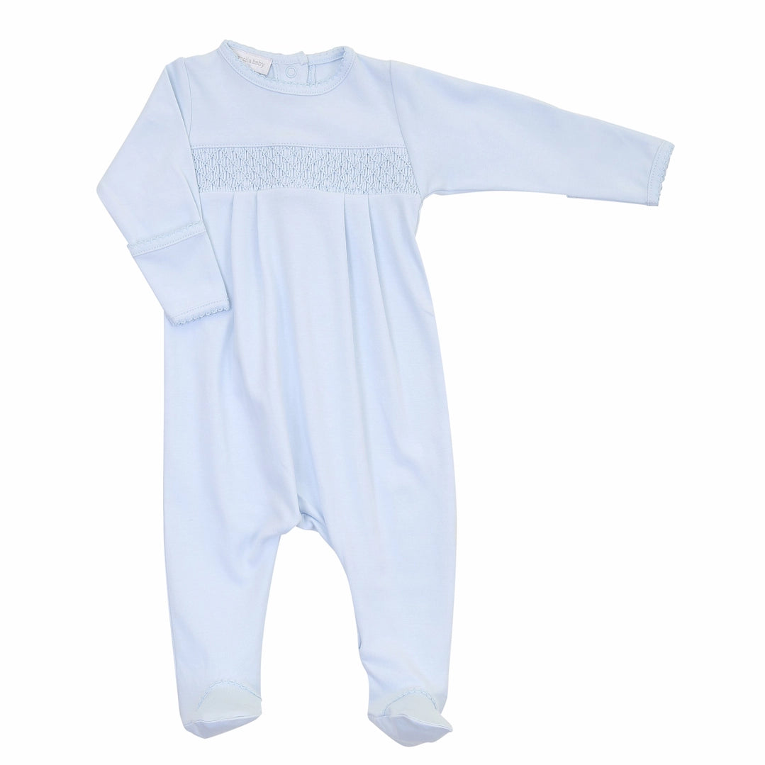 MB Essentials Solid Blue Smocked Footie