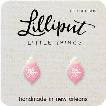 Pink Christmas Ornament Earrings