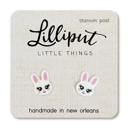 Lilliput White Easter Bunny Earrings