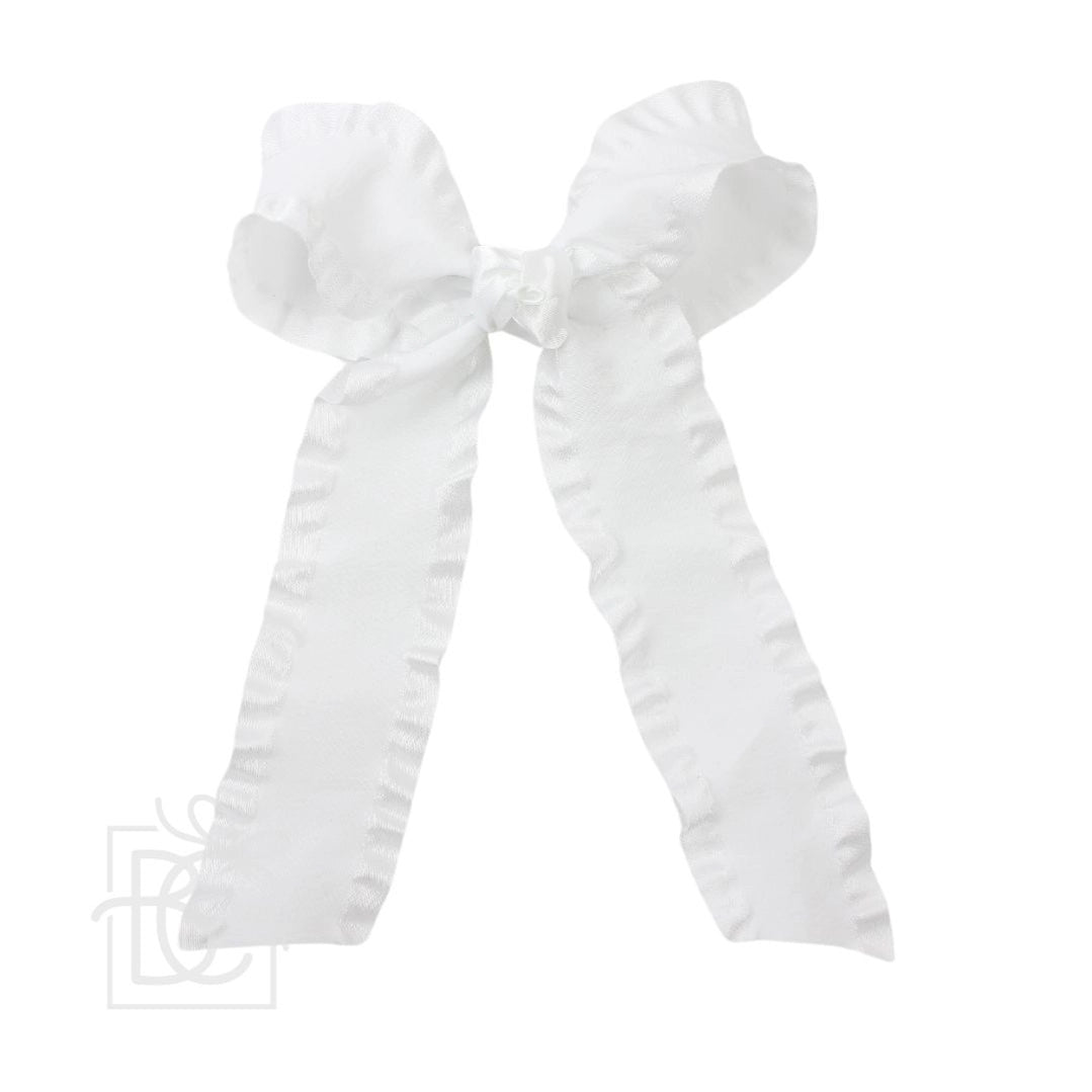 BC White Double Ruffle Bow 1.5"