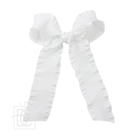 BC White Double Ruffle Bow 1.5"