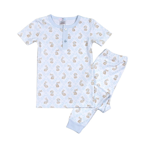 Baby Loren Blue Bunnies Pima PJ Set