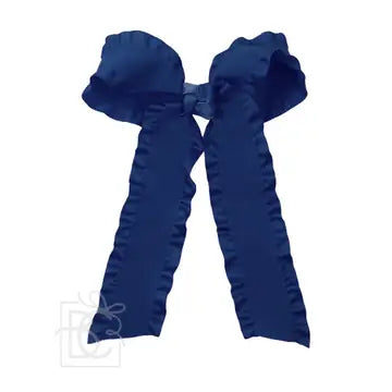 BC Double Ruffle 1.5" Bow w/ Tails-Navy