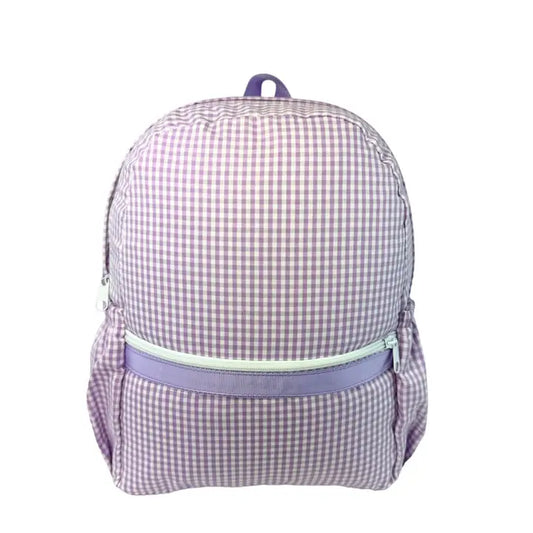 Oh Mint Lilac Gingham Medium Backpack