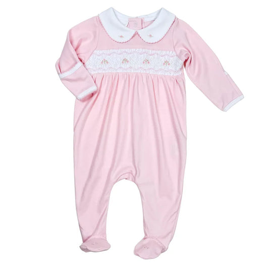 Magnolia Baby Emily Smocked Collared Footie-Pink