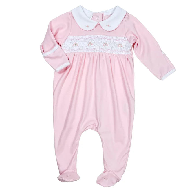 Magnolia Baby Emily Smocked Collared Footie-Pink