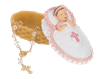 Ganz Rosary w/ Porcelain Trinket Case-Pink