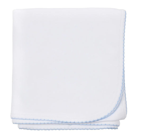 MB Essentials Receiving Blanket w/ Blue Trim
