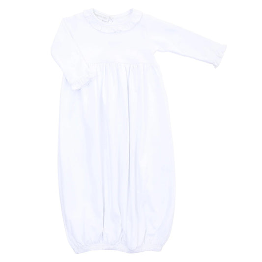 MB Essentials White Gown w/ Pink Trim Ruffle