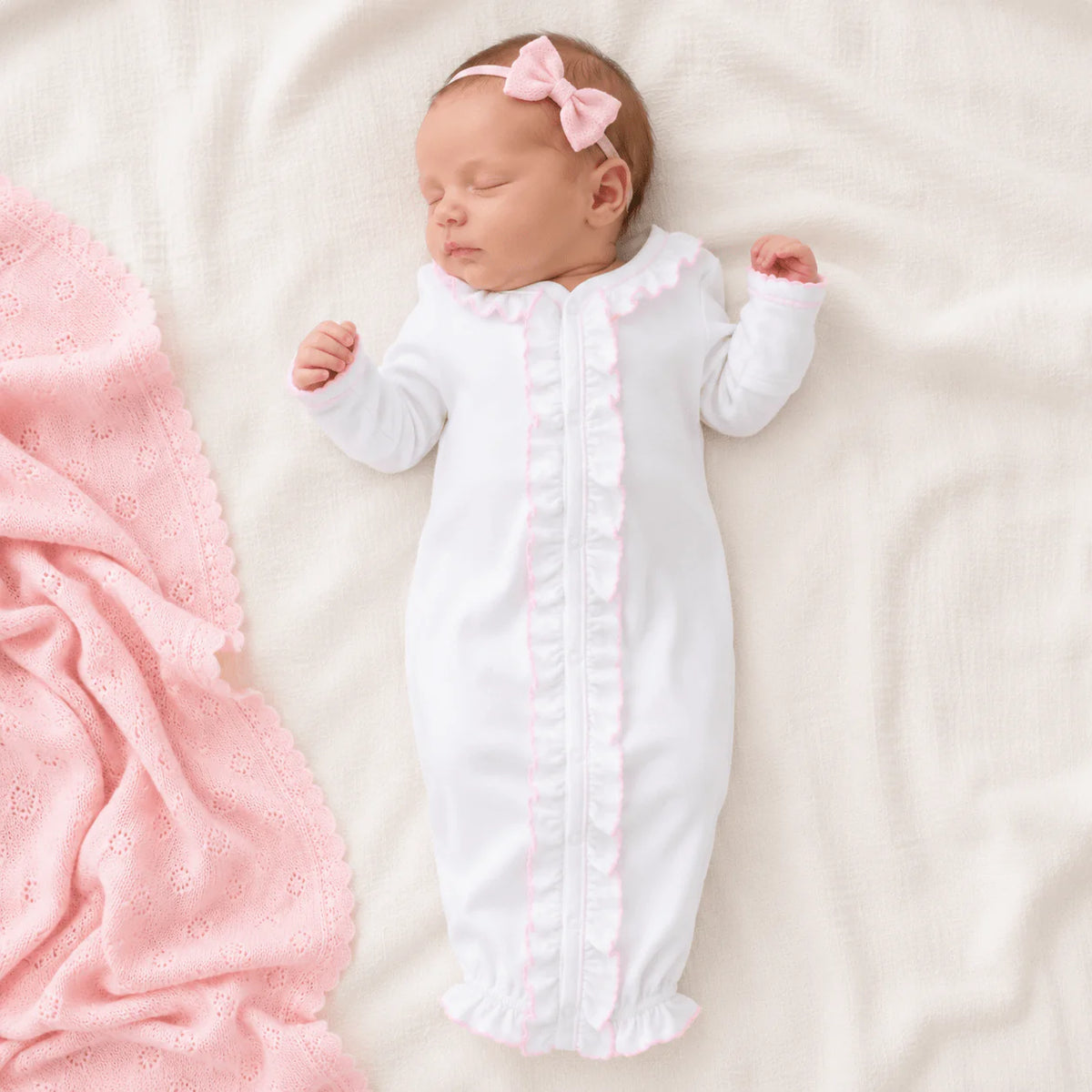 MB Essentials White Ruffle Converter w/ Pink Trim