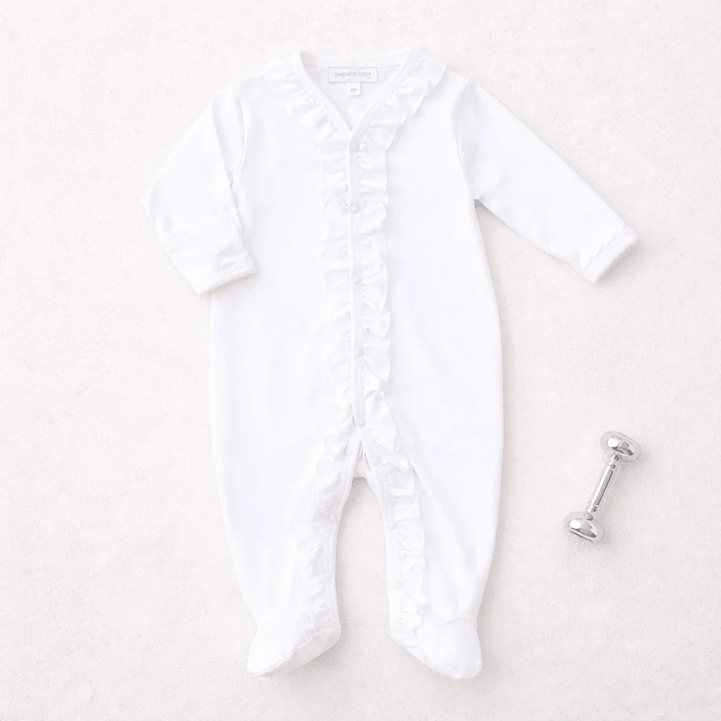 MB Essentials Ruffle Footie-White