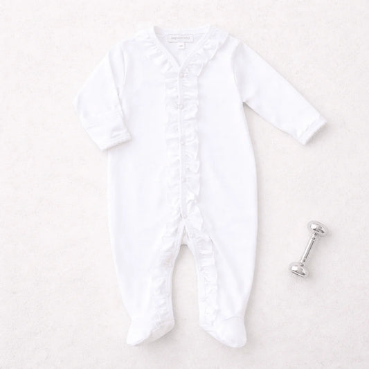 MB Essentials Ruffle Footie-White