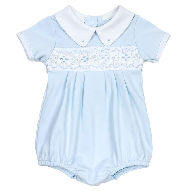 Magnolia Baby Ethan Smocked Collared Bubble-Blue