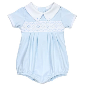 Magnolia Baby Ethan Smocked Collared Bubble-Blue
