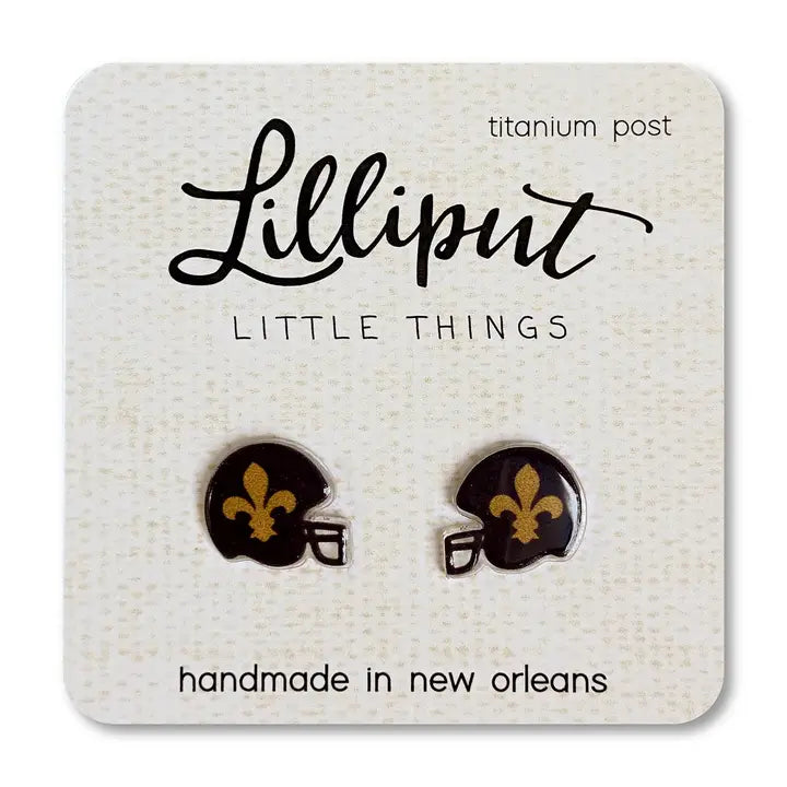 Fleur De Lys Helmet Earrings- NOLA