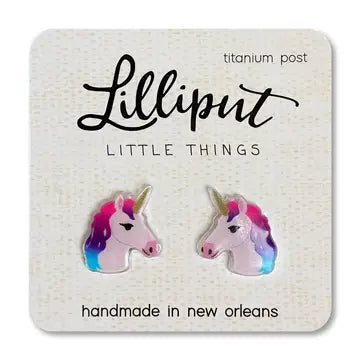 Rainbow Unicorn Earrings - Pink