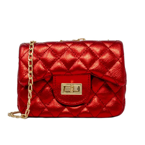 Metallic Classic Mini Purse-Red