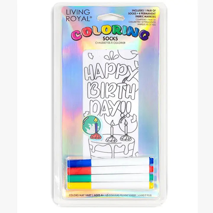 Happy Birthday Coloring Ankle Socks