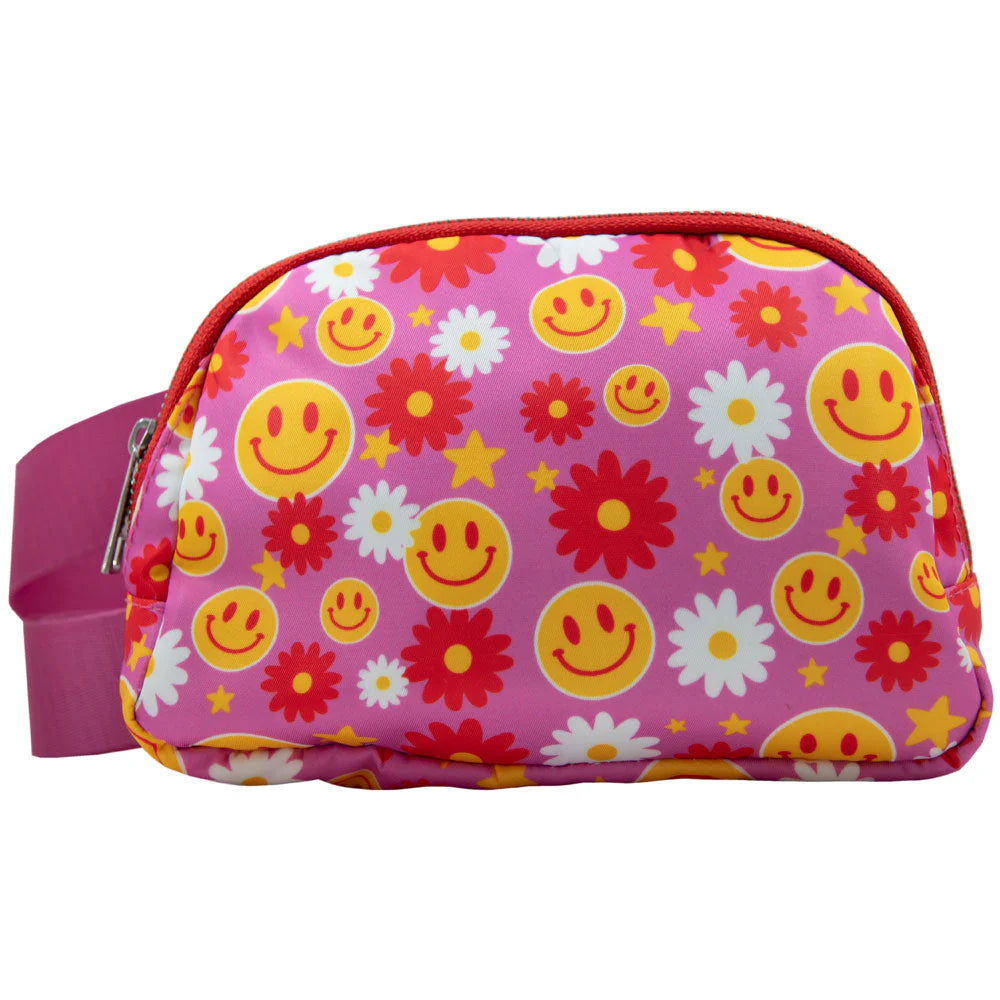 Katydid Red Flower Happy Face Belt Bag