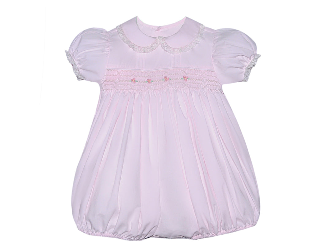 RN Finley Smocked Girl Bubble-Pink